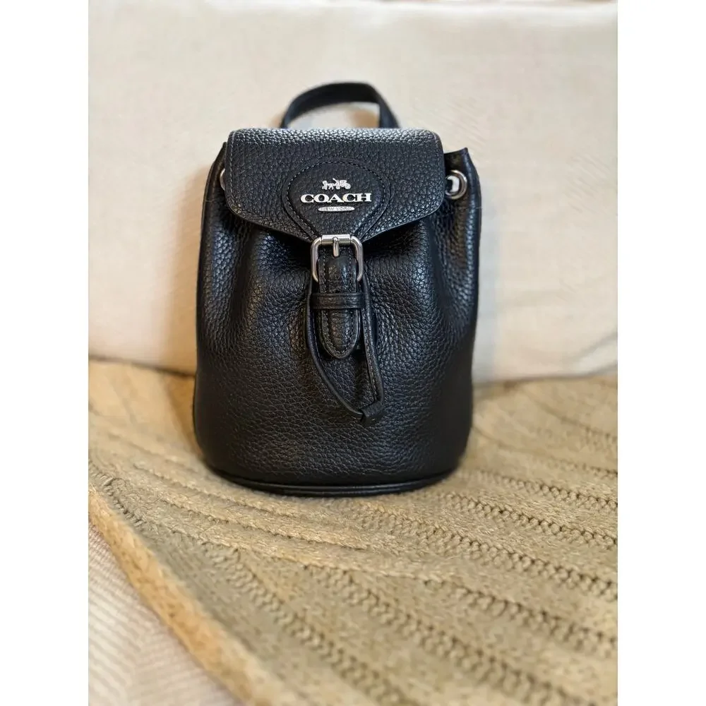 Coach Amelia Convertible Backpack Black Leather CL408 Crossbody/Shoulder - Picture 2 of 11